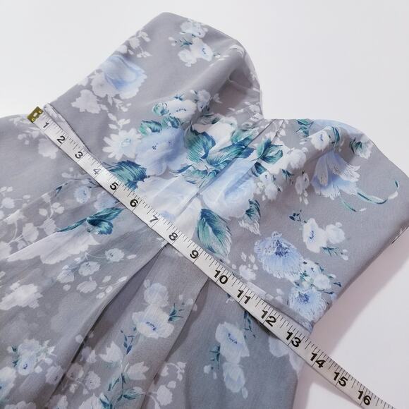 David's Bridal Floral Print Bridesmaid Dress Strapless High Low - Picture 7 of 11